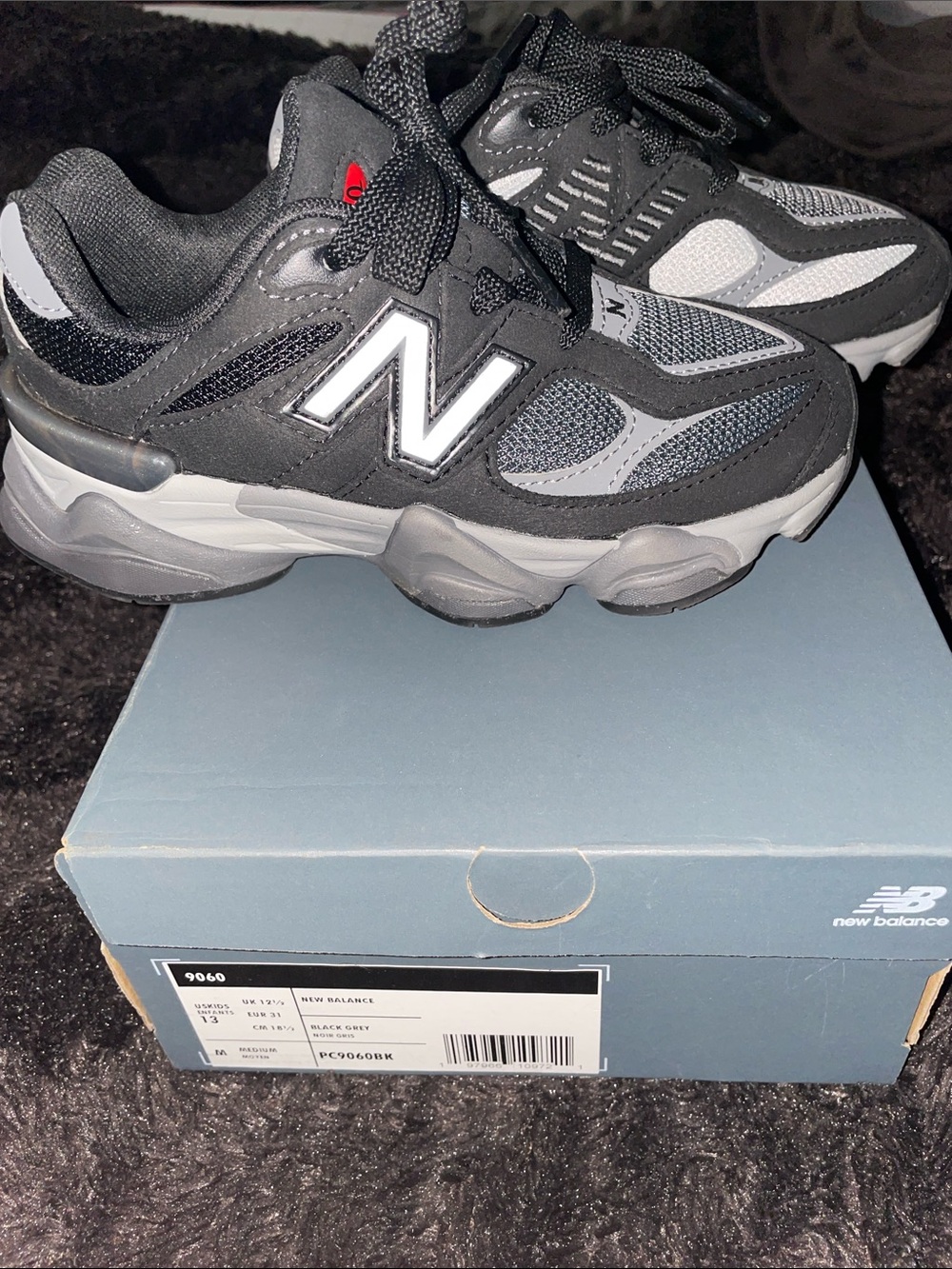 New Balance Kids Black and Gray Athletic Sneakers